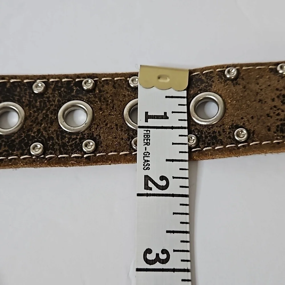 Jeweled Leather Belt Brown   Pre-owned